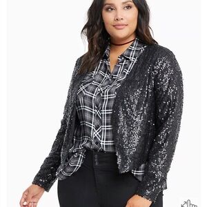 Torrid Sequin Drape Front Jacket